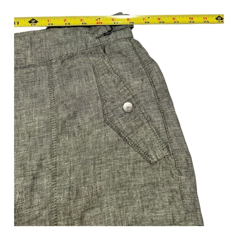 Athleta Voyager Linen Pants Women's 16 Olive Green Cropped Adjustable Waist - Picture 12 of 16